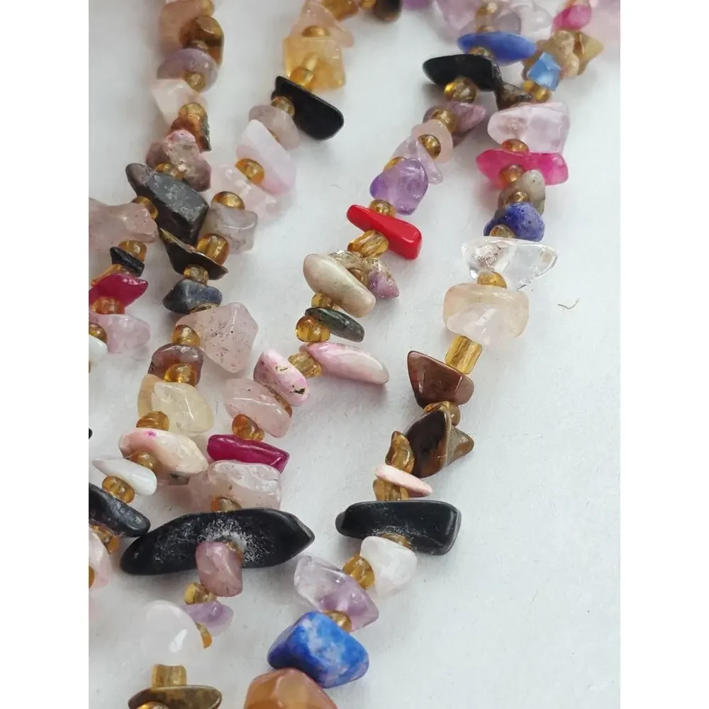 Artisan New Sterling 925 Agate Gemstone Jewel Multi Necklace Colorful Pink Green